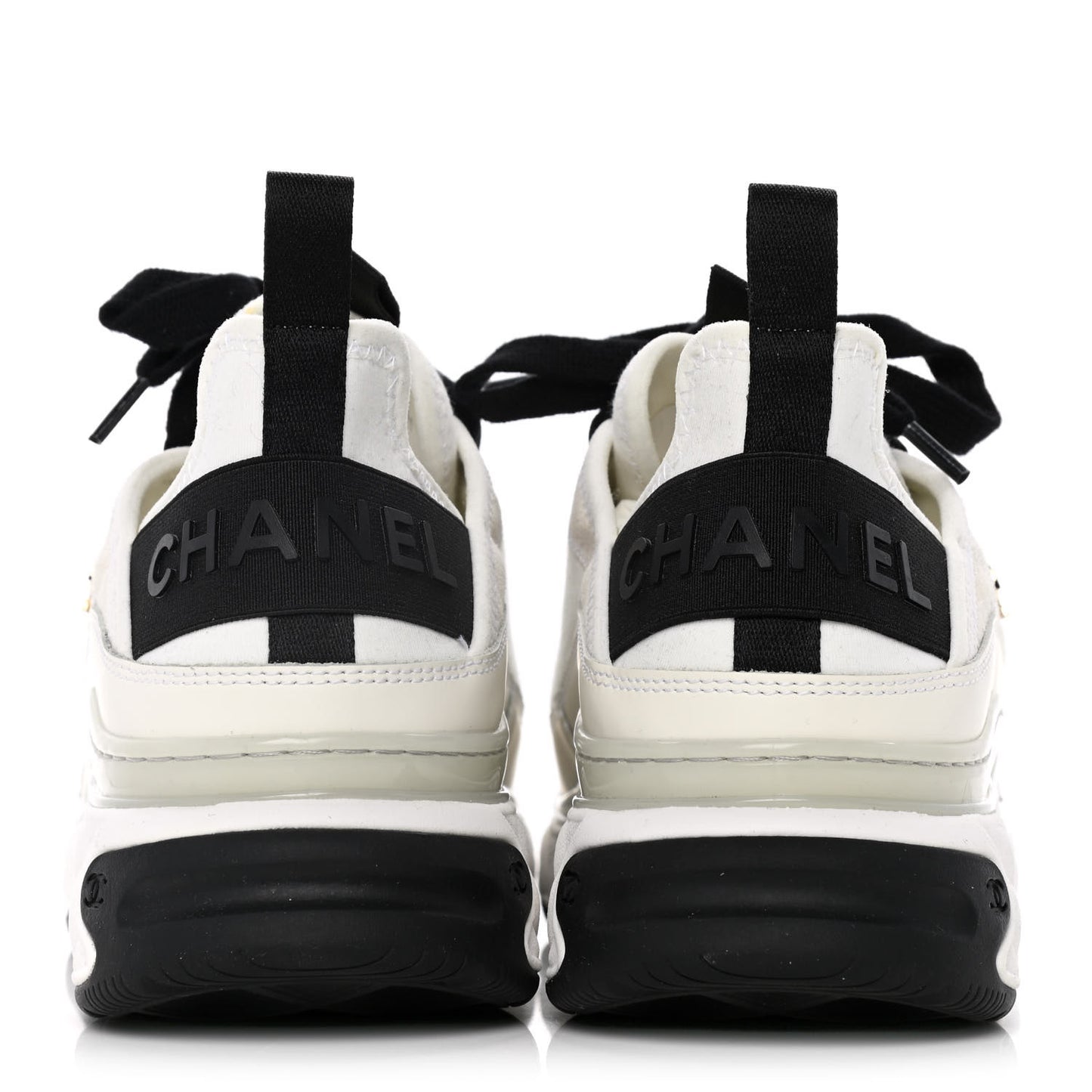 Fabric Calfskin Suede CC Sneakers 36 Ivory Black