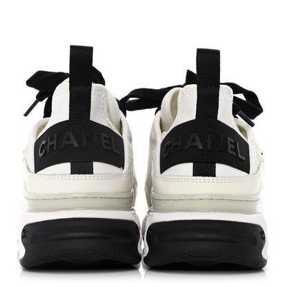 Chanel Fabric Calfskin Suede CC Sneakers 36 Ivory Black 4 of 8