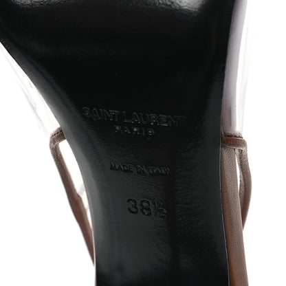 Saint Laurent Calfskin PVC Jive 105 Rhinestone Pump 38.5 Macadamia 7 of 9