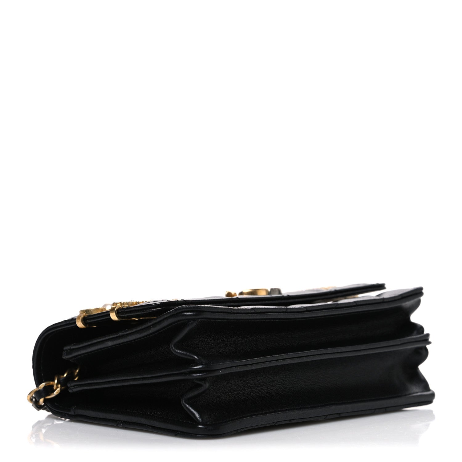 Chanel Lambskin Quilted Coco Clips Mini Wallet On Chain WOC Black 4 of 12