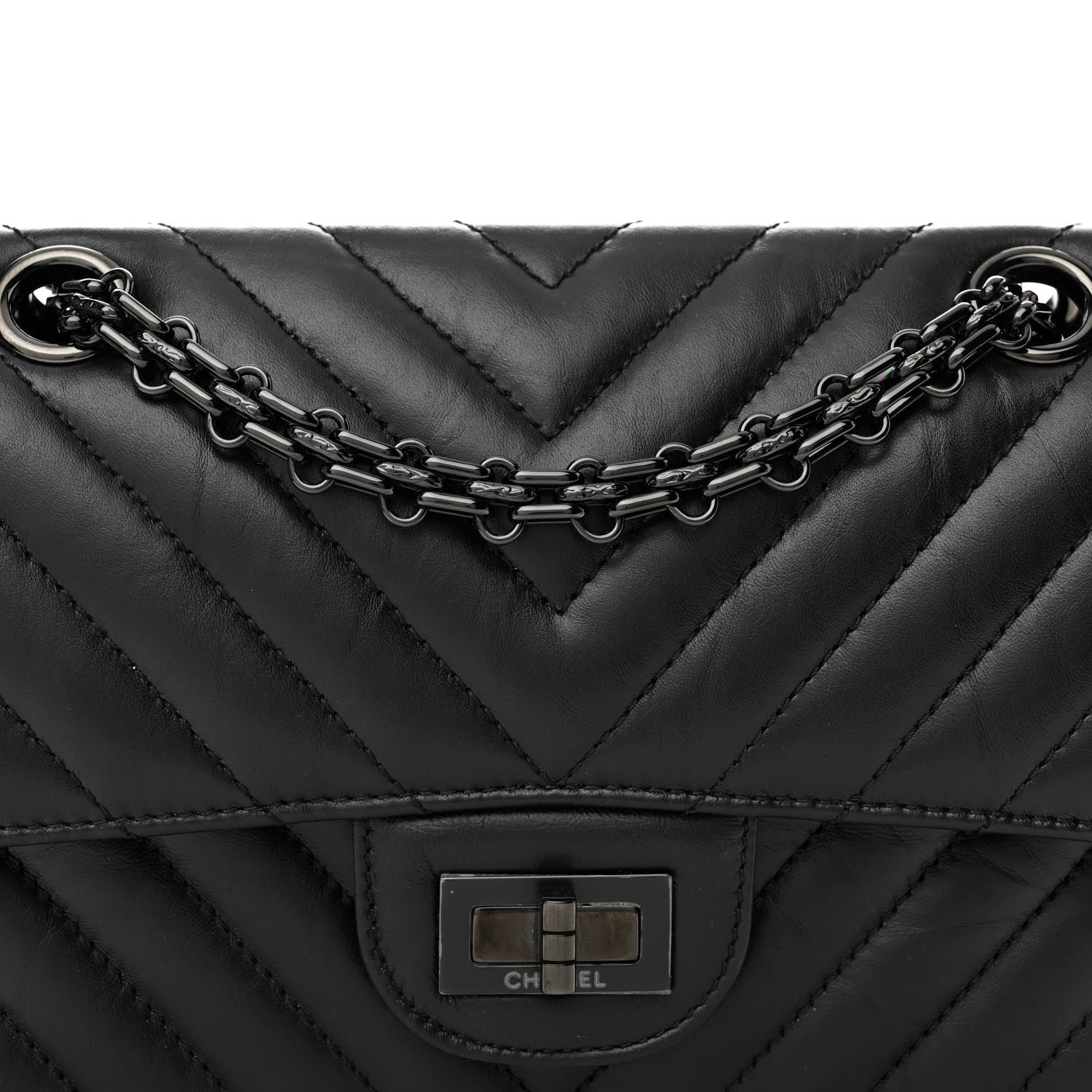Chanel Aged Calfskin Chevron Quilted 2.55 Reissue Mini Flap So Black 8 of 12