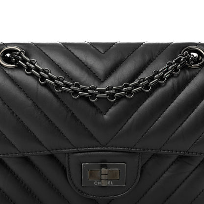 Chanel Aged Calfskin Chevron Quilted 2.55 Reissue Mini Flap So Black 8 of 12