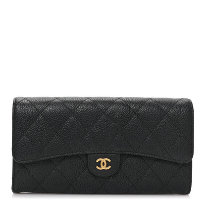Chanel Caviar Quilted Long Flap Wallet Black 1 of 7