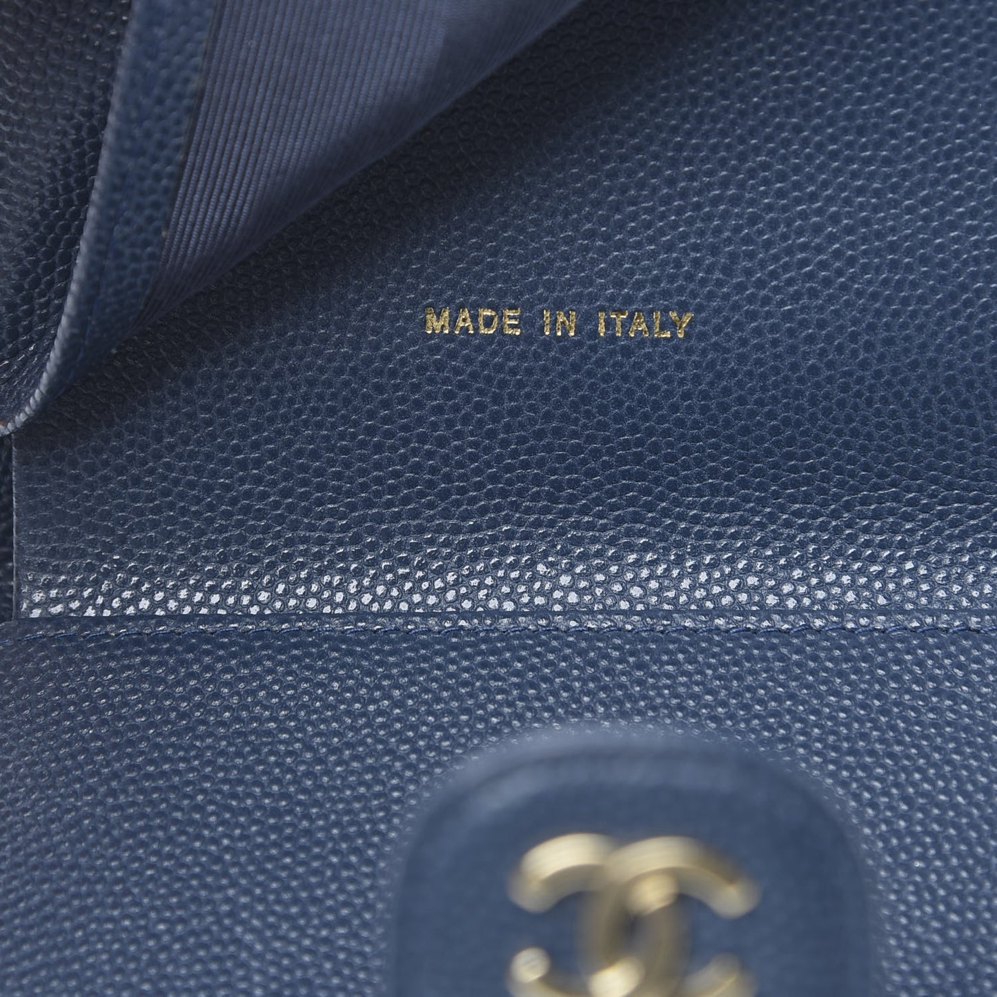 Caviar Quilted Compact Flap Wallet Navy