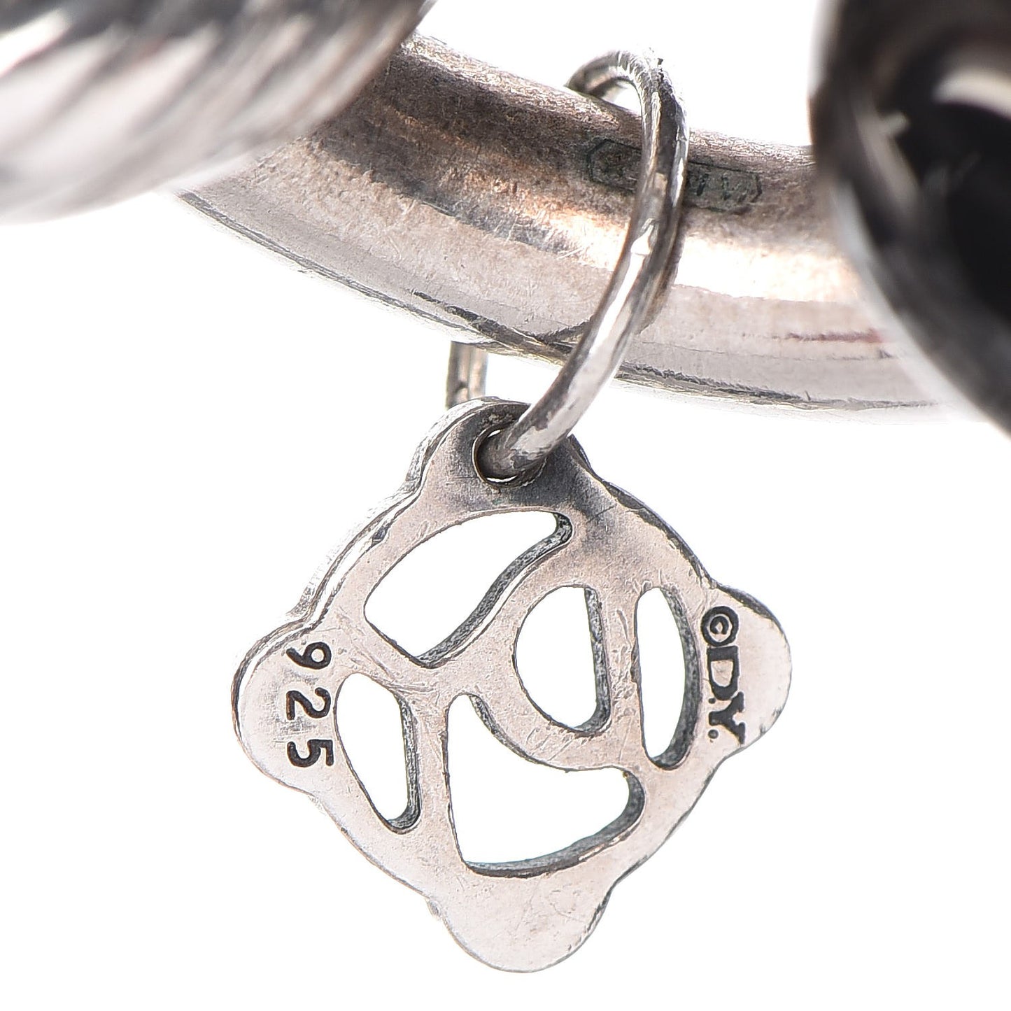Sterling Silver Black Ceramic Oval Link Necklace Black