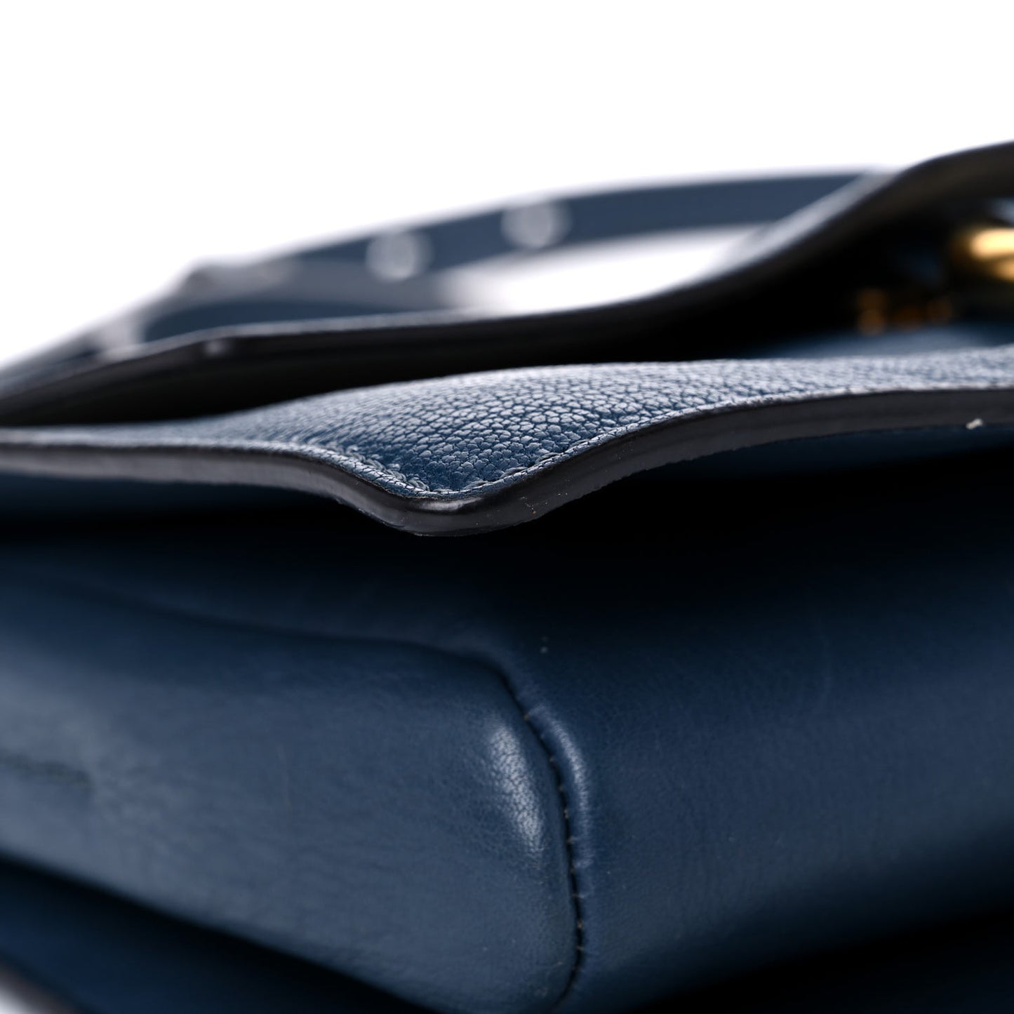 Goatskin Small Faye Shoulder Bag Denim Blue