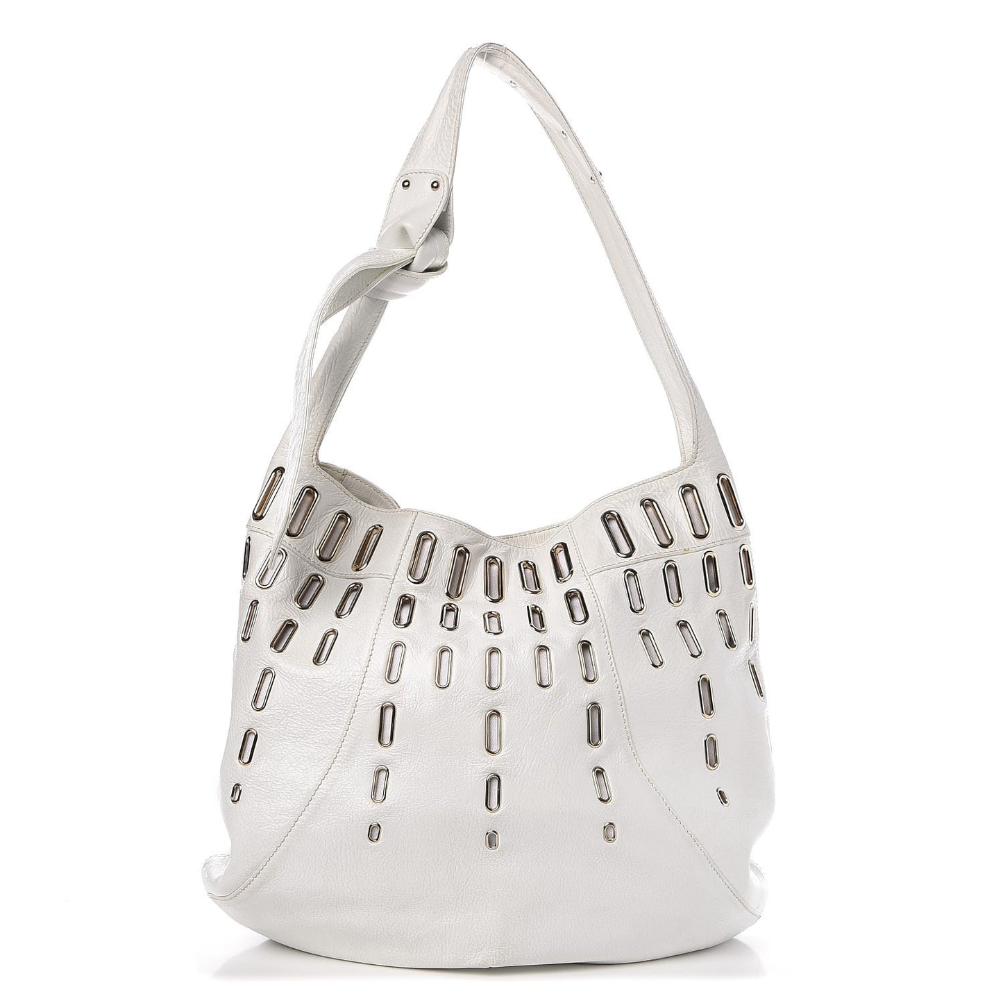 Calfskin Grommet Khan Hobo White