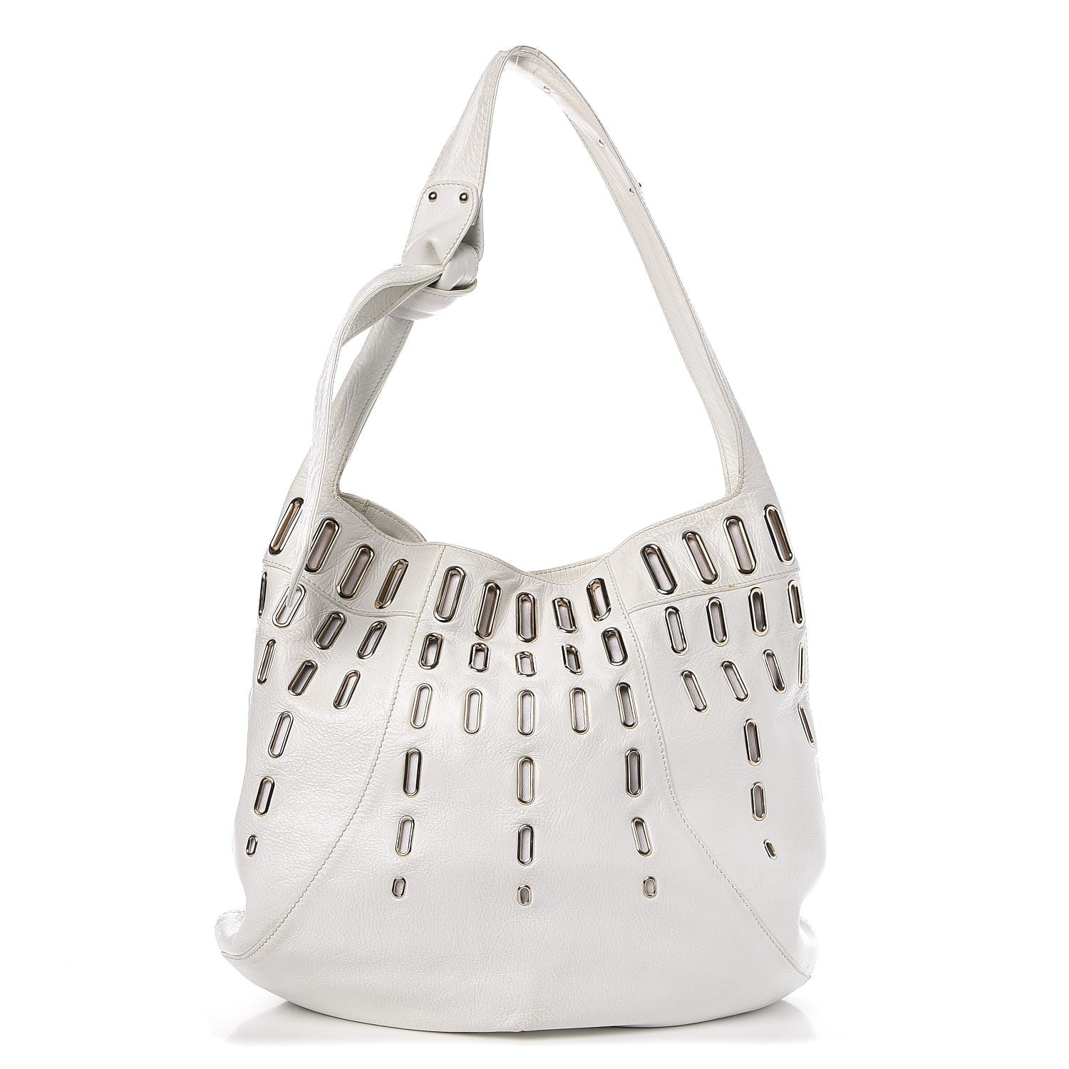 Jimmy Choo Calfskin Grommet Khan Hobo White 1 of 20