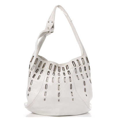 Jimmy Choo Calfskin Grommet Khan Hobo White 1 of 20