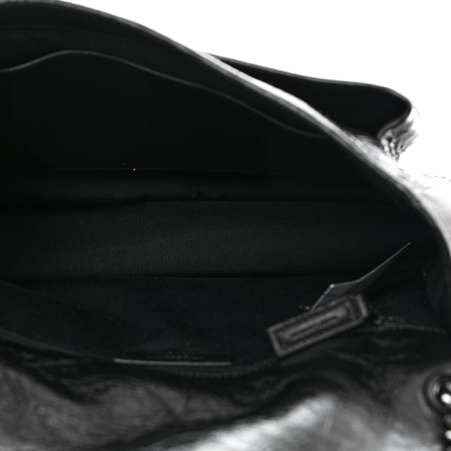 Crinkled Calfskin Matelasse Monogram Medium Niki Chain Satchel Black