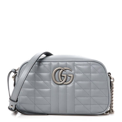 Gucci Calfskin Matelasse Aria Small GG Marmont Chain Shoulder Bag Deep Grey 1 of 11