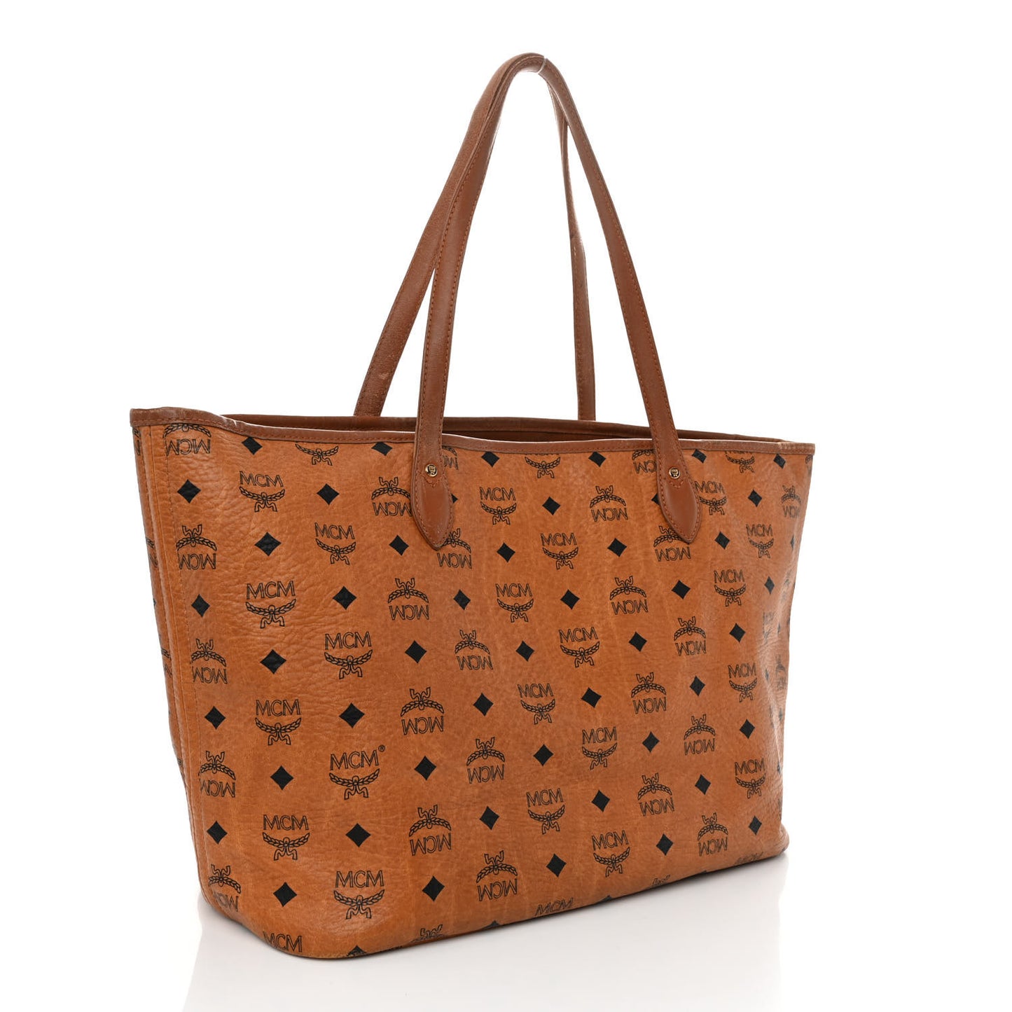 Visetos Dog Bone Striped Shopper Tote Cognac