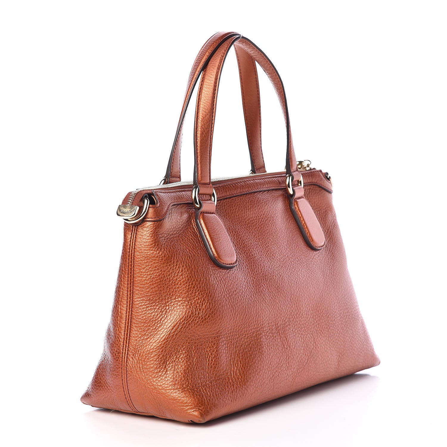 Gucci Metallic Cellarius Calfskin Small Soho Top Handle Satchel Burnt Orange 3 of 13