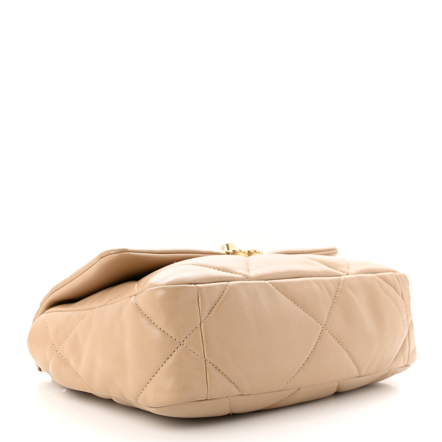 Lambskin Quilted Medium Chanel 19 Flap Dark Beige