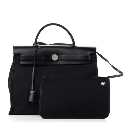 Hermes Military Toile Vache Hunter Herbag Zip PM 31 Black 1 of 10