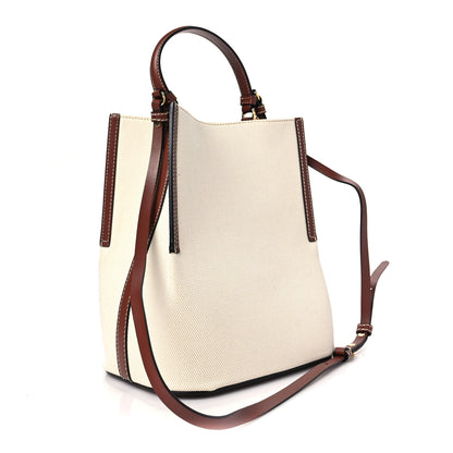 Burberry Canvas Cotton Small Peggy Bucket Bag Natural Gold 3 of 7