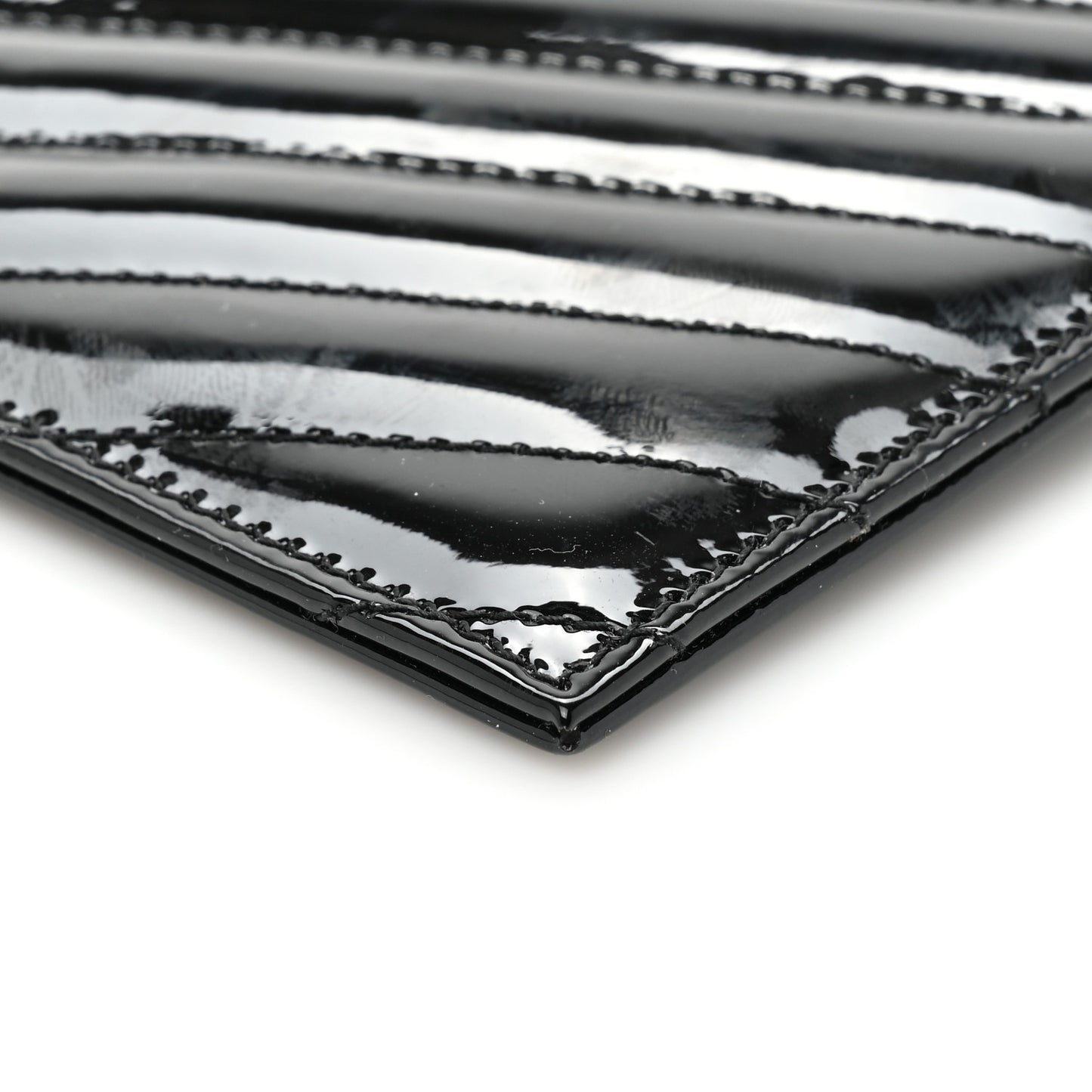 Patent Grain De Poudre Matelasse Chevron Monogram Bill Pouch Black