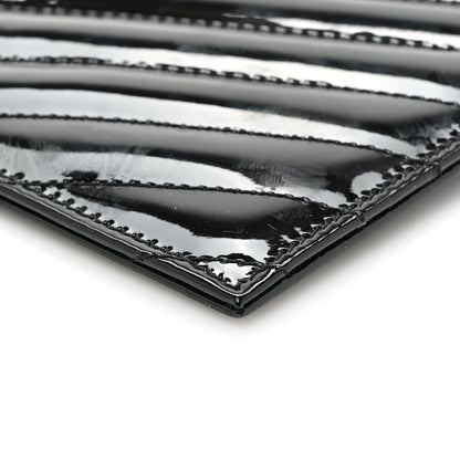 Saint Laurent Patent Grain De Poudre Matelasse Chevron Monogram Bill Pouch Black 8 of 9