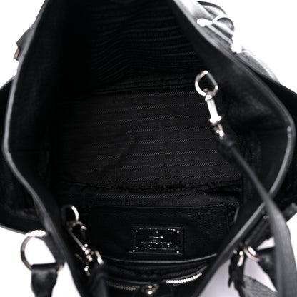 Prada Vitello Daino Side Pocket Tote Black 5 of 11