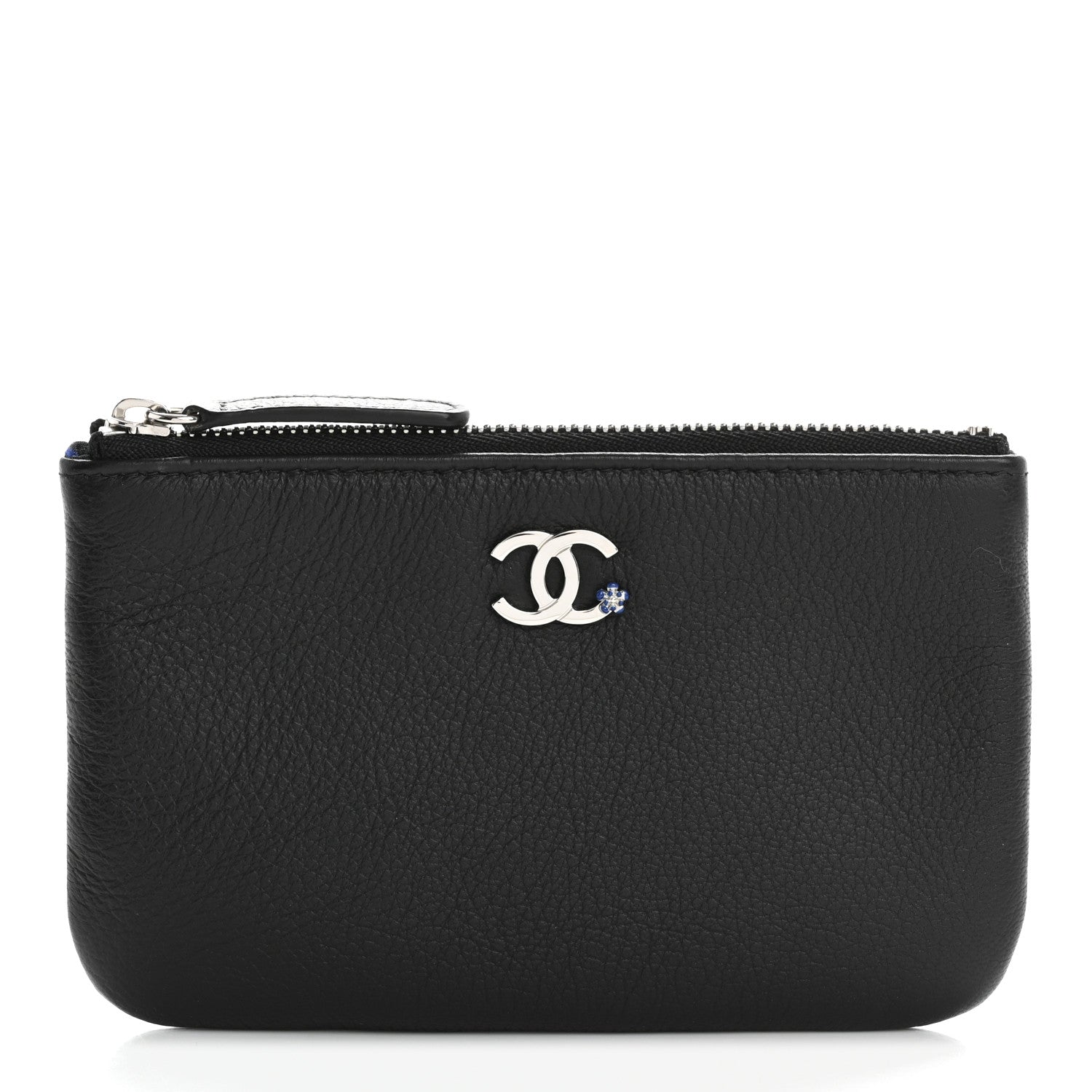 Chanel Goatskin Camellia CC Cosmetic Pouch Black 1 of 8