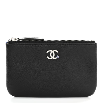 Chanel Goatskin Camellia CC Cosmetic Pouch Black 1 of 8