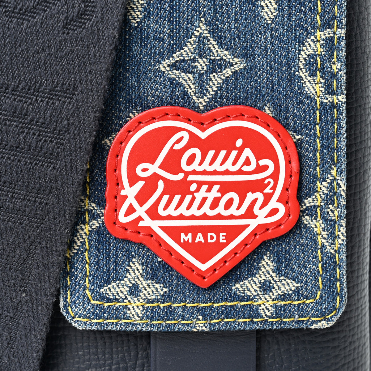 X NIGO Denim Monogram Flat Double Phone Pouch