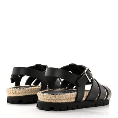 Prada Vitello Soft Rope Metal Triangle Cage Sandals 38 Black 4 of 10