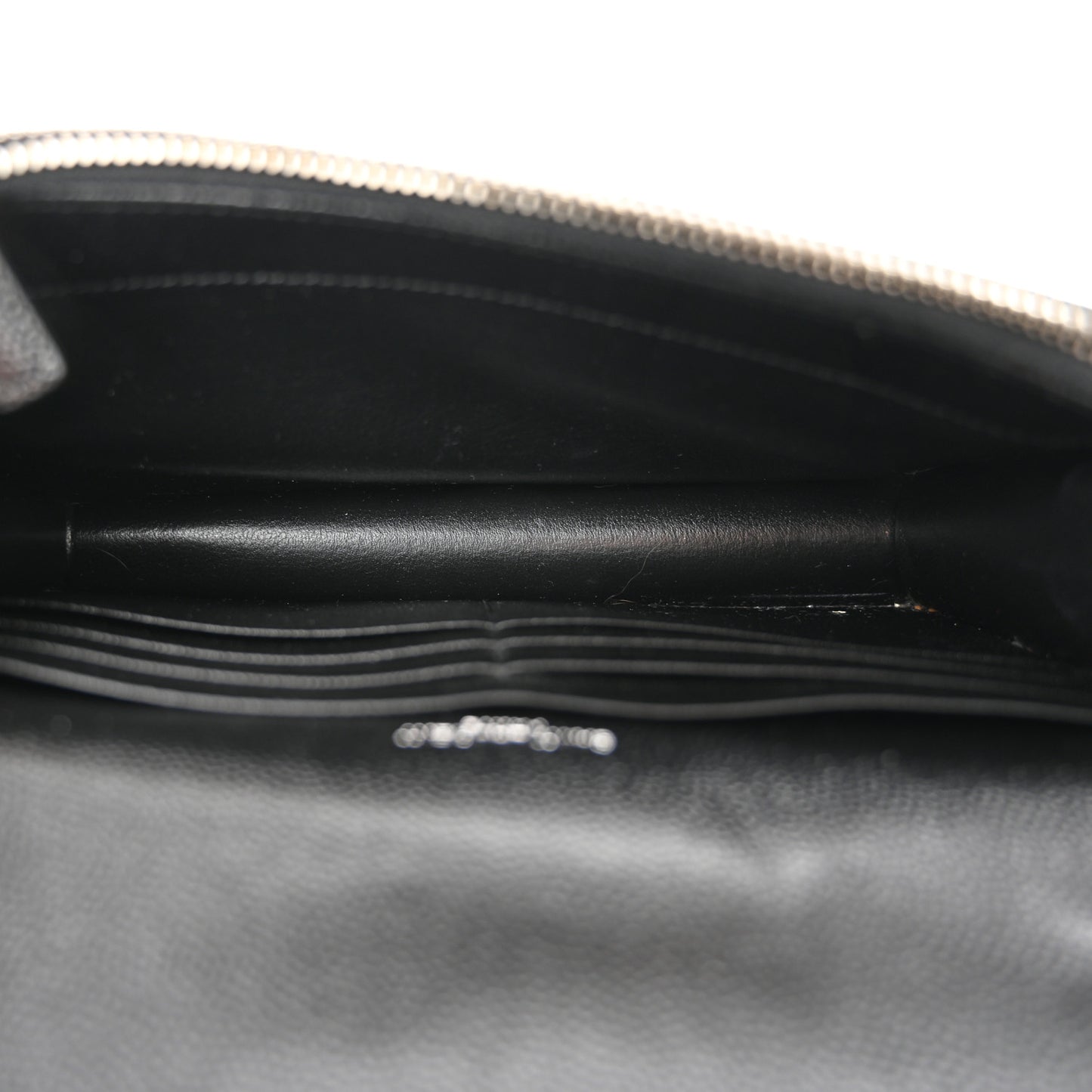 Grain De Poudre Matelasse Chevron Monogram Envelope Chain Wallet Black