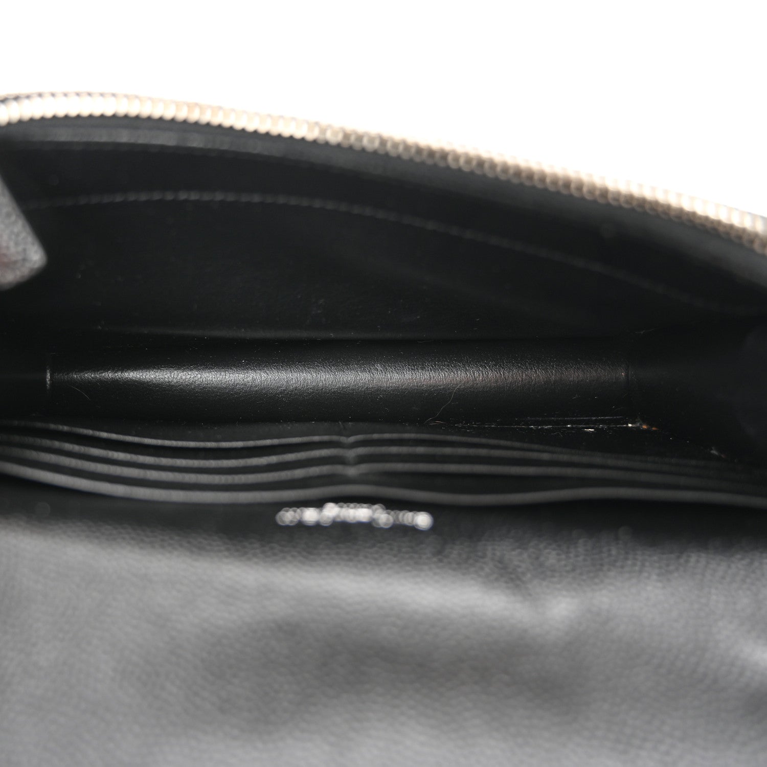 Saint Laurent Grain De Poudre Matelasse Chevron Monogram Envelope Chain Wallet Black 5 of 10