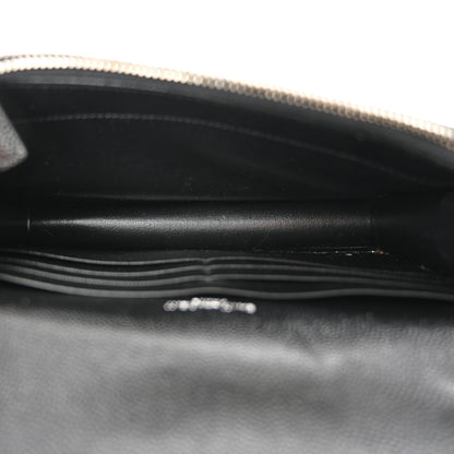 Saint Laurent Grain De Poudre Matelasse Chevron Monogram Envelope Chain Wallet Black 5 of 10