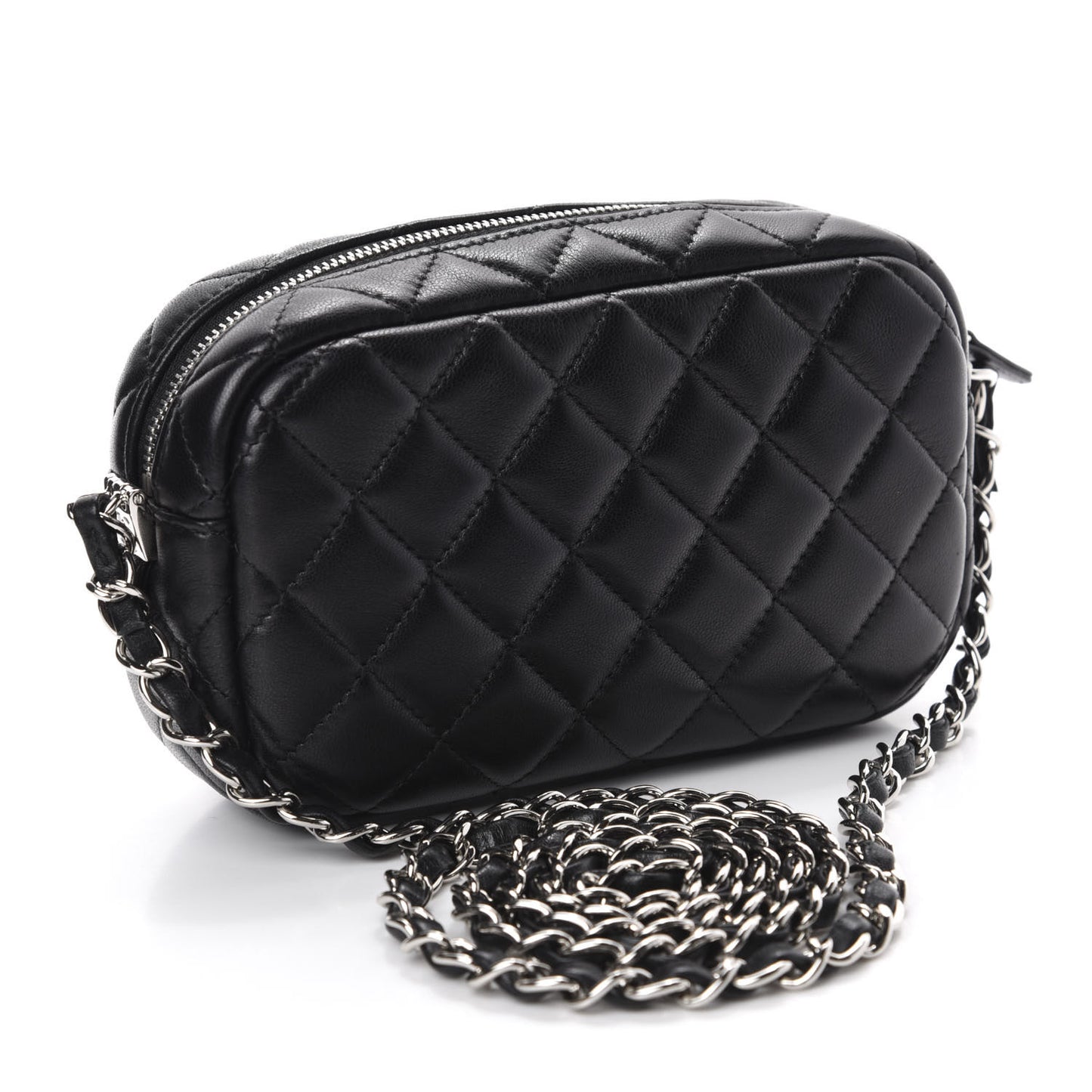 Lambskin Quilted Small Timeless Camera Case Black