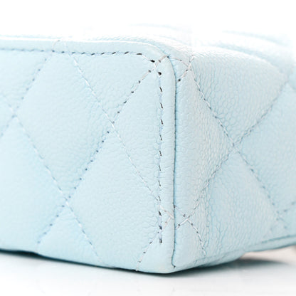 Chanel Caviar Quilted Top Handle Slim Vanity With Chain Light Blue 10 of 11