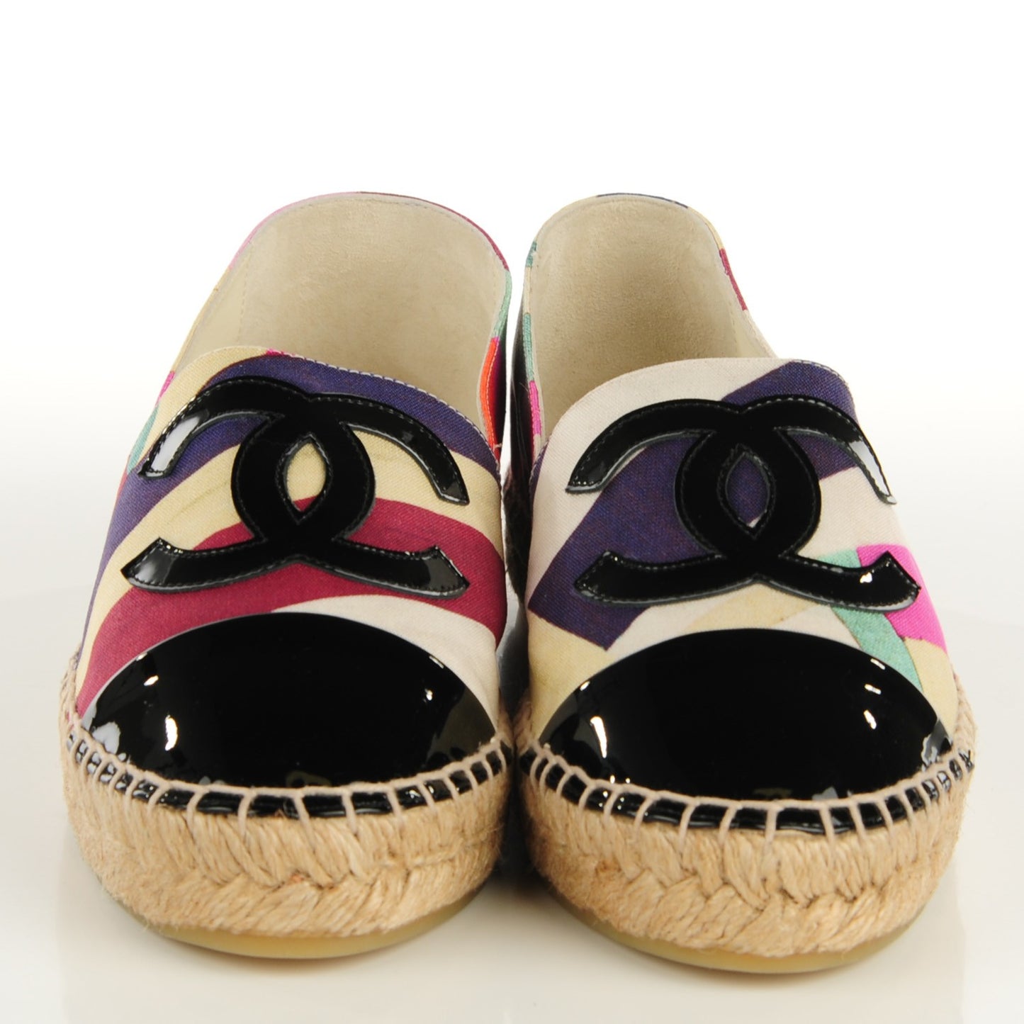 Fabric Striped Patent CC Espadrilles 35 Multicolor Black