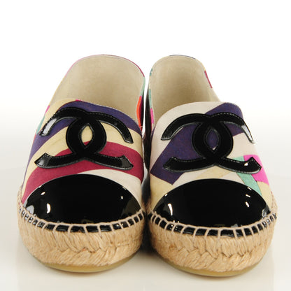 Chanel Fabric Striped Patent CC Espadrilles 35 Multicolor Black 2 of 8