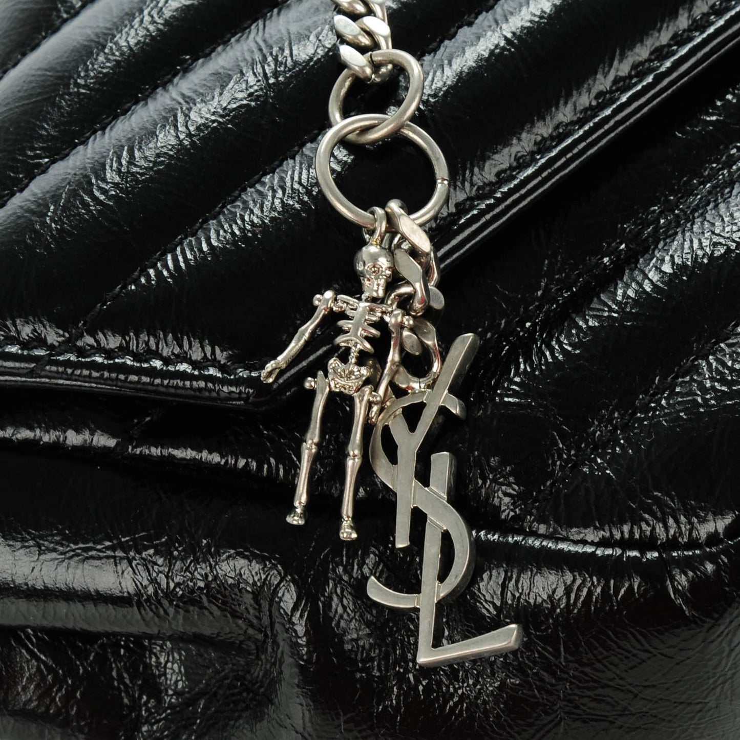 Sheepskin Matelassé Monogram Classic Baby Punk Chain Bag Black