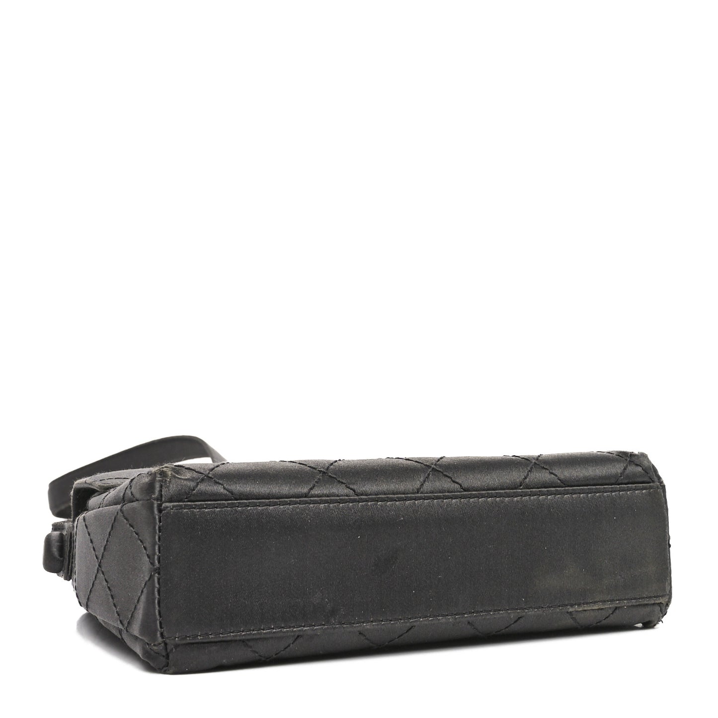 Satin Quilted Crystal CC Square Flap Grey