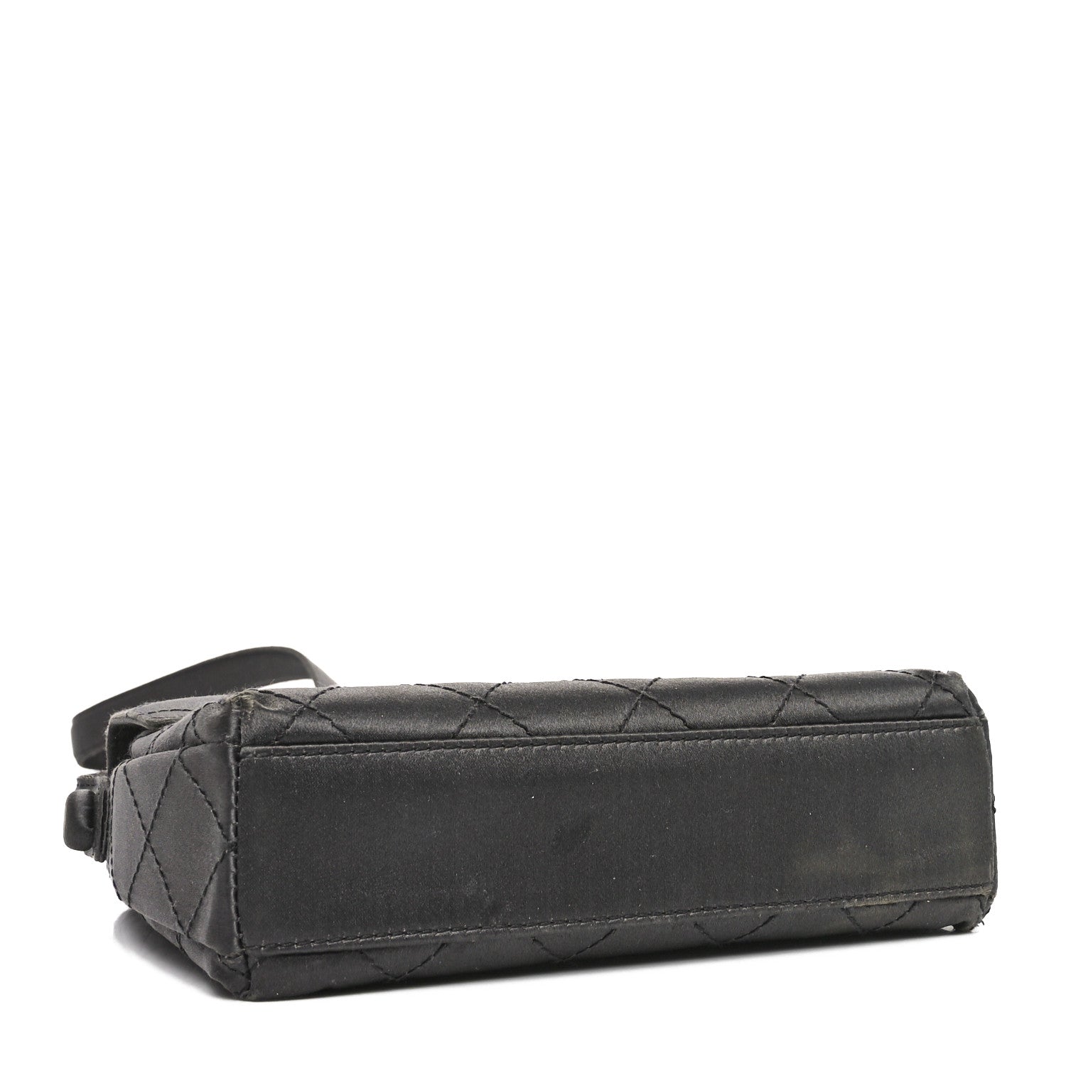 Chanel Satin Quilted Crystal CC Square Flap Grey 4 of 13