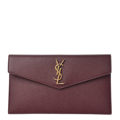 Saint Laurent Grain De Poudre Uptown Pouch Burgundy 1 of 7