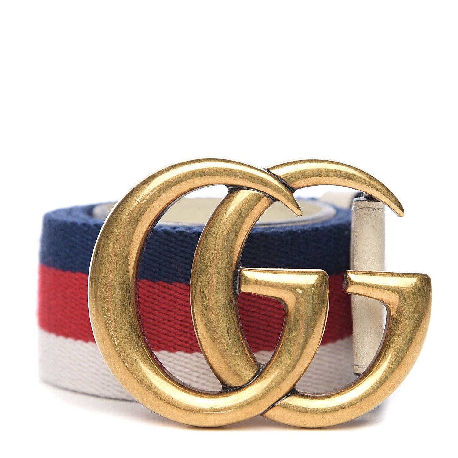 Gucci Nylon Calfskin Sylvie Web Double G 40mm Belt 80 32 Mystic White Hibiscus Red Maritime 1 of 5