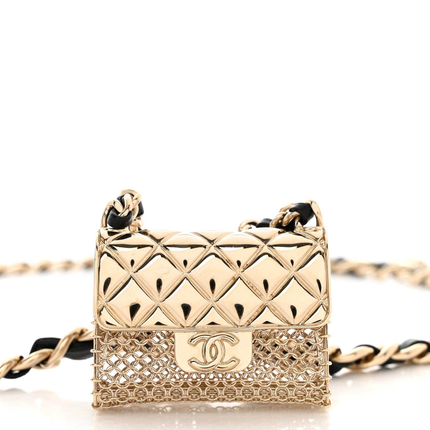 Lambskin Chain CC Flap Bag Belt 90 Black Gold