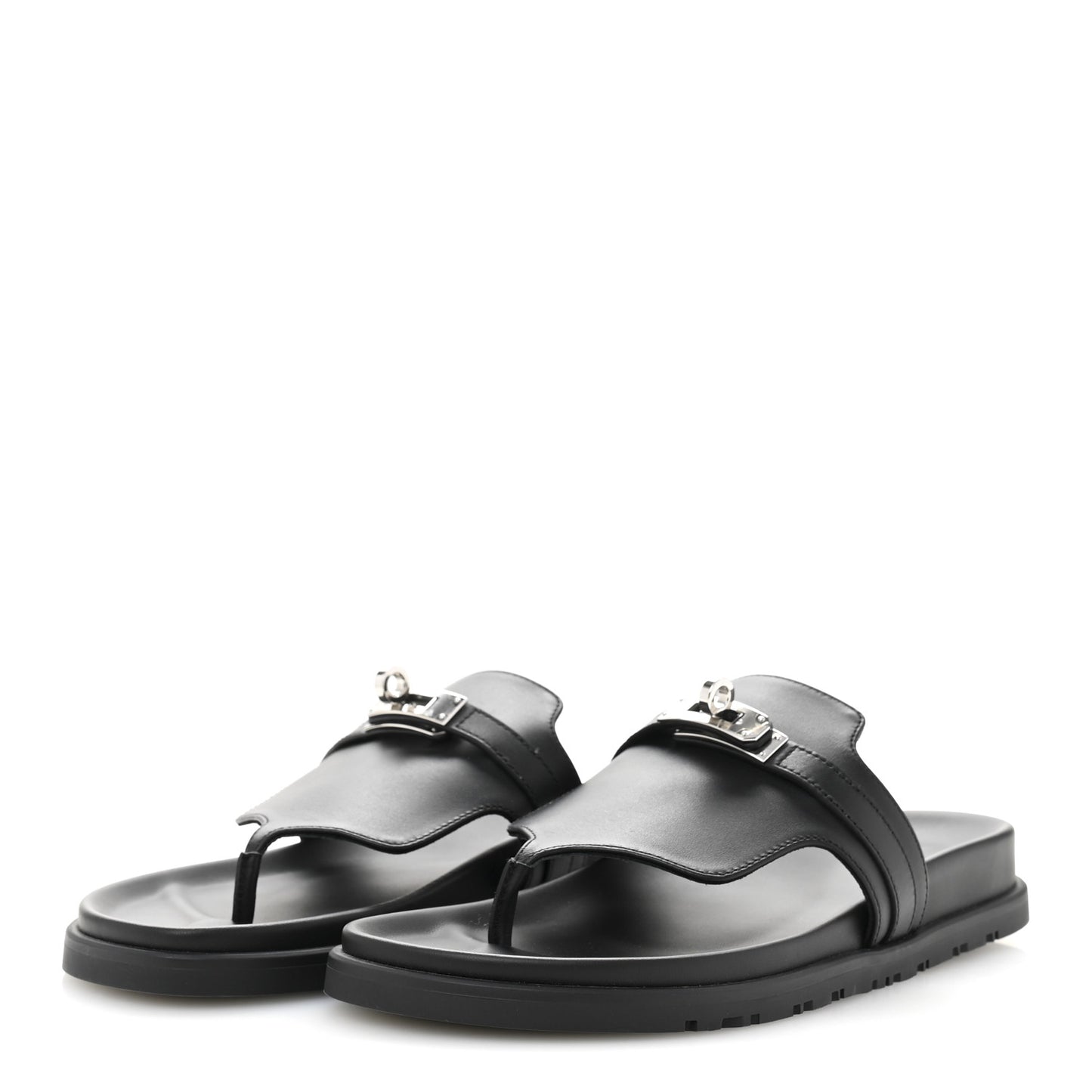 Calfskin Womens Empire Sandals 37.5 Black
