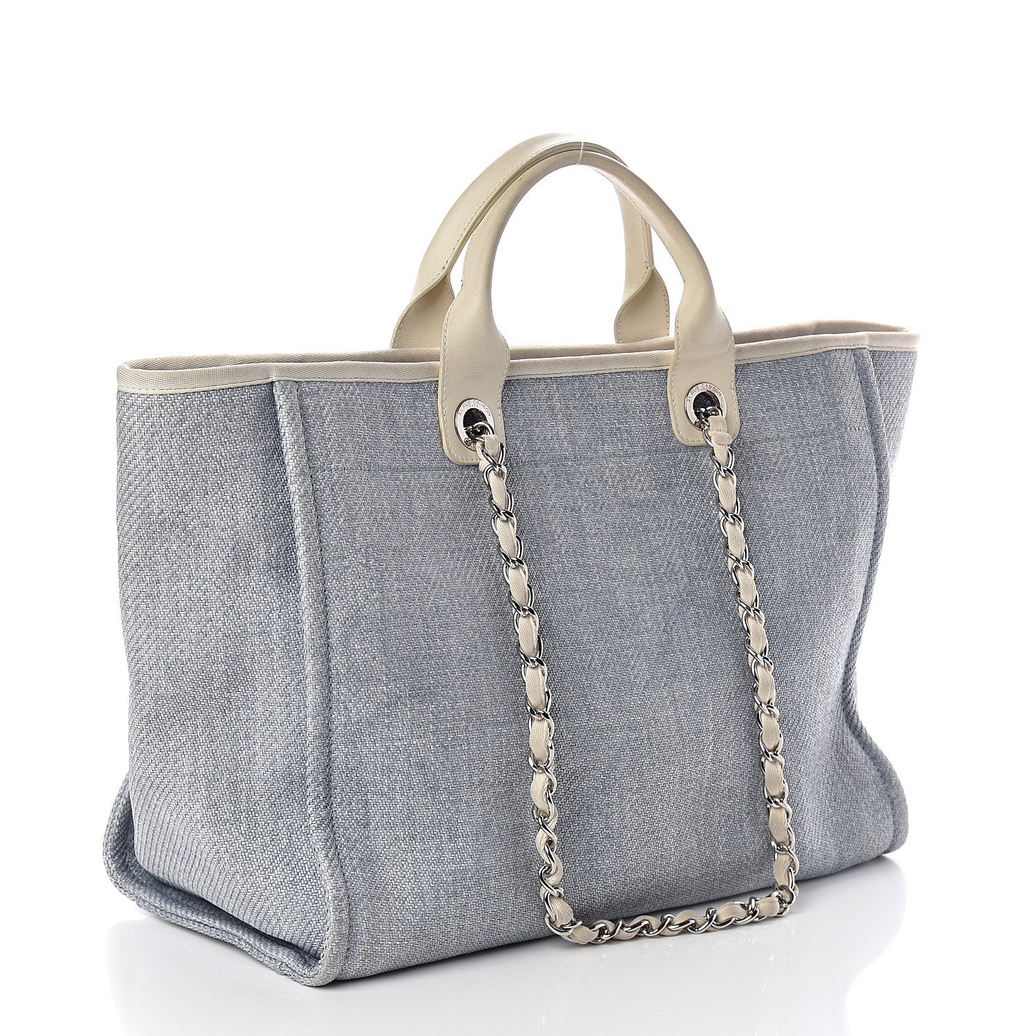 Chanel Canvas Medium Deauville Tote Light Blue 3 of 10