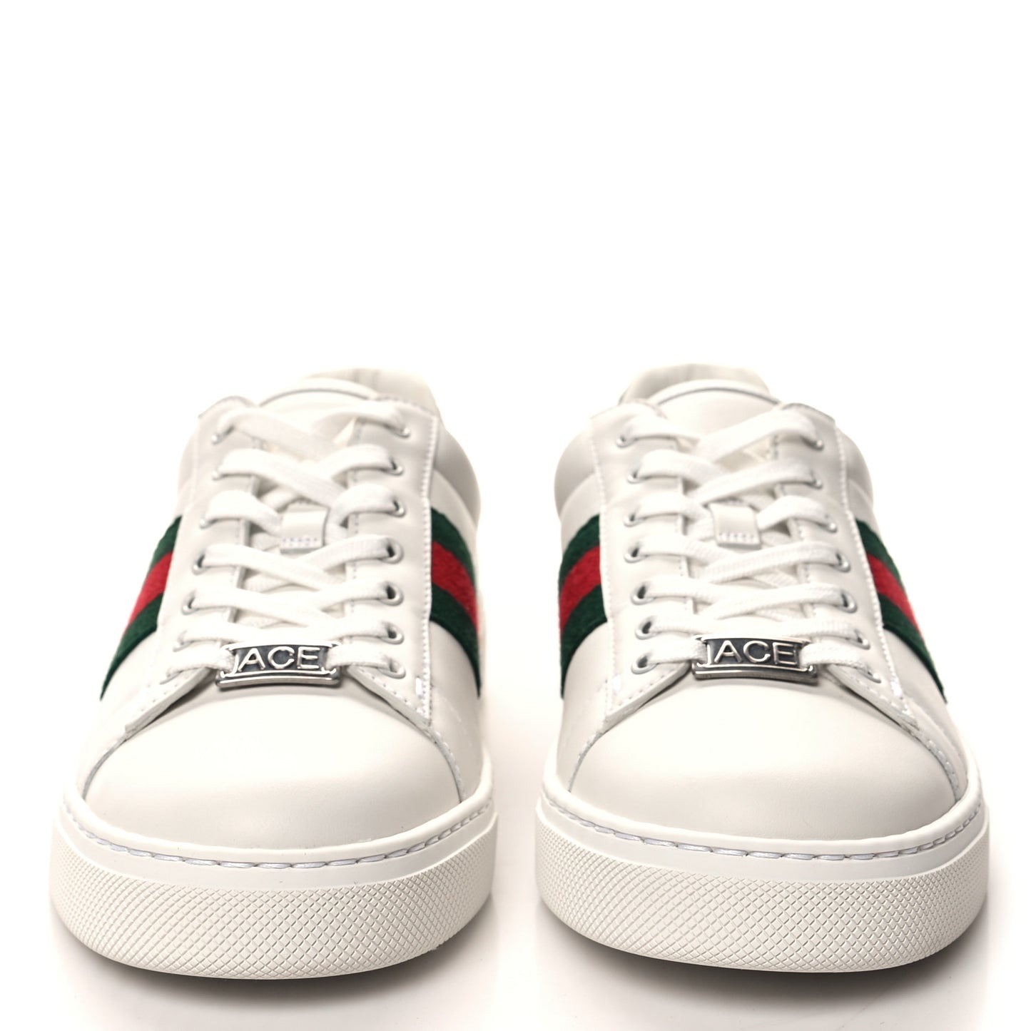 Calfskin Crocodile Web Womens Ace Sneakers 37 White Green