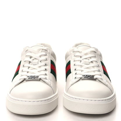 Gucci Calfskin Crocodile Web Womens Ace Sneakers 37 White Green 2 of 10