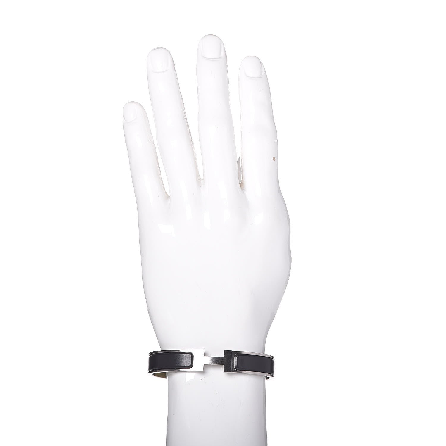 Hermes Matte Enamel Narrow Clic Clac HH Bracelet GM Black 2 of 5