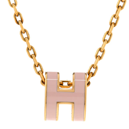 Hermes Lacquered Gold Mini Pop H Pendant Necklace Rose Dragee 4 of 7