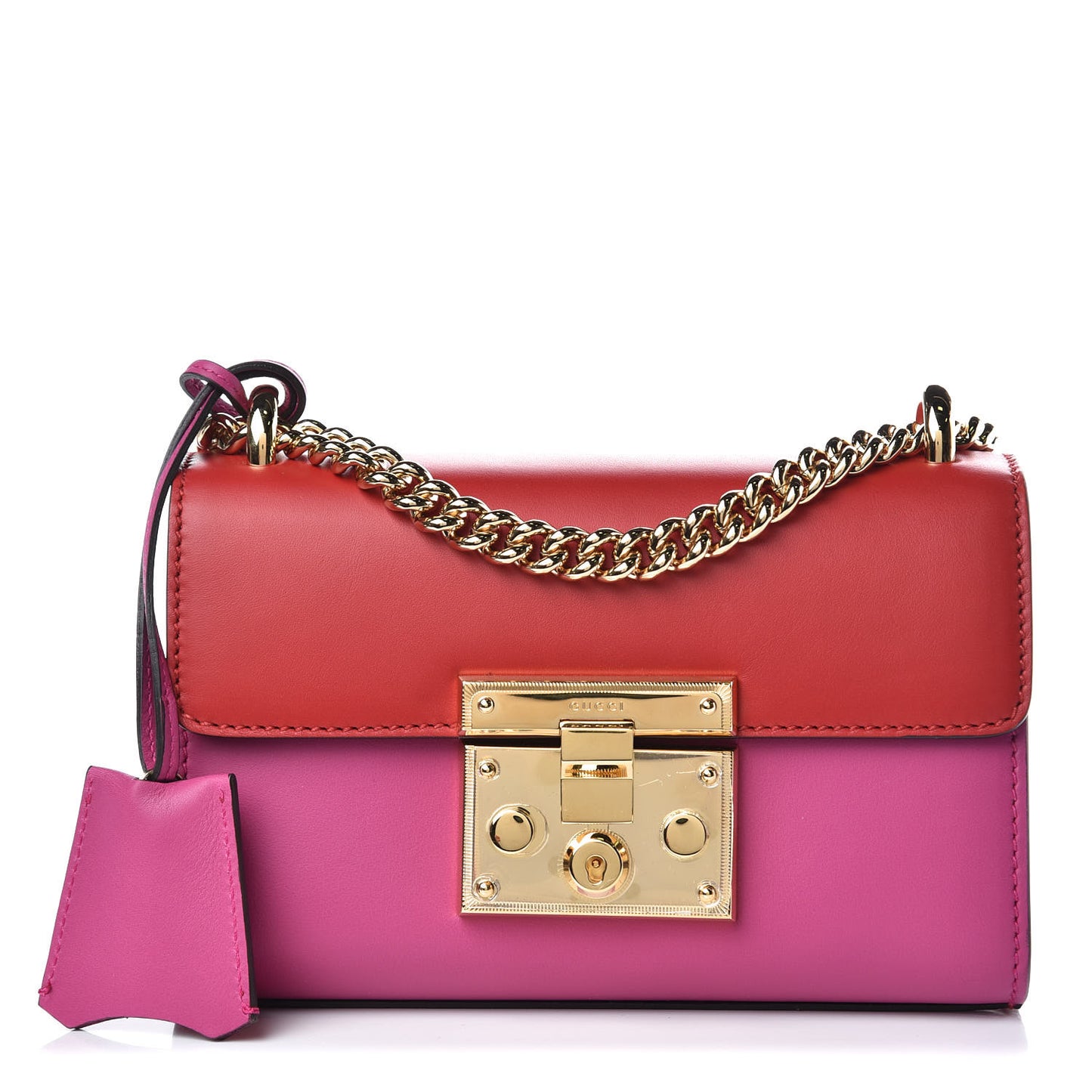 Calfskin Small Padlock Shoulder Bag New Rosette Hibiscus Red