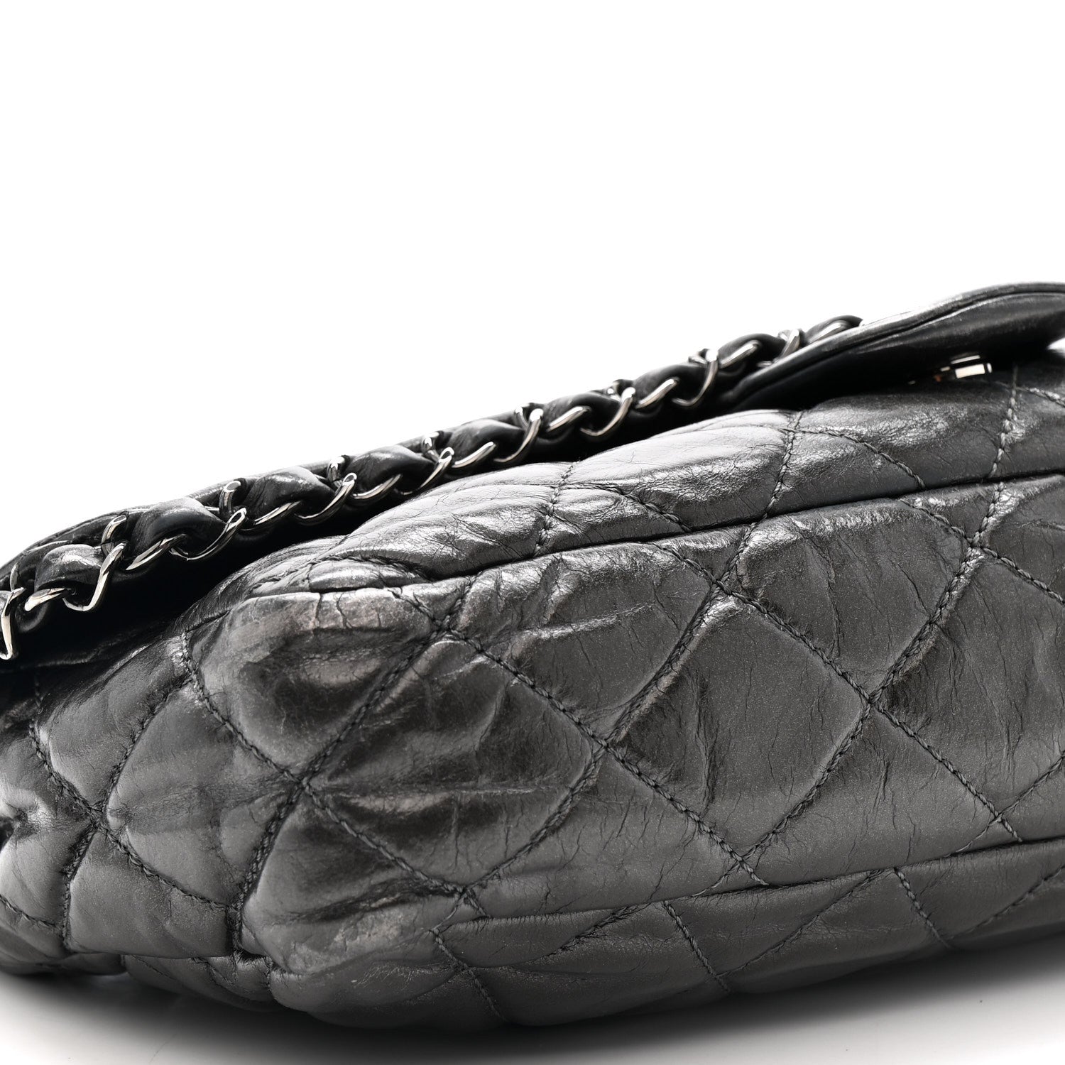 Chanel Metallic Calfskin Quilted Medium Chain Me Flap Grey 9 of 13