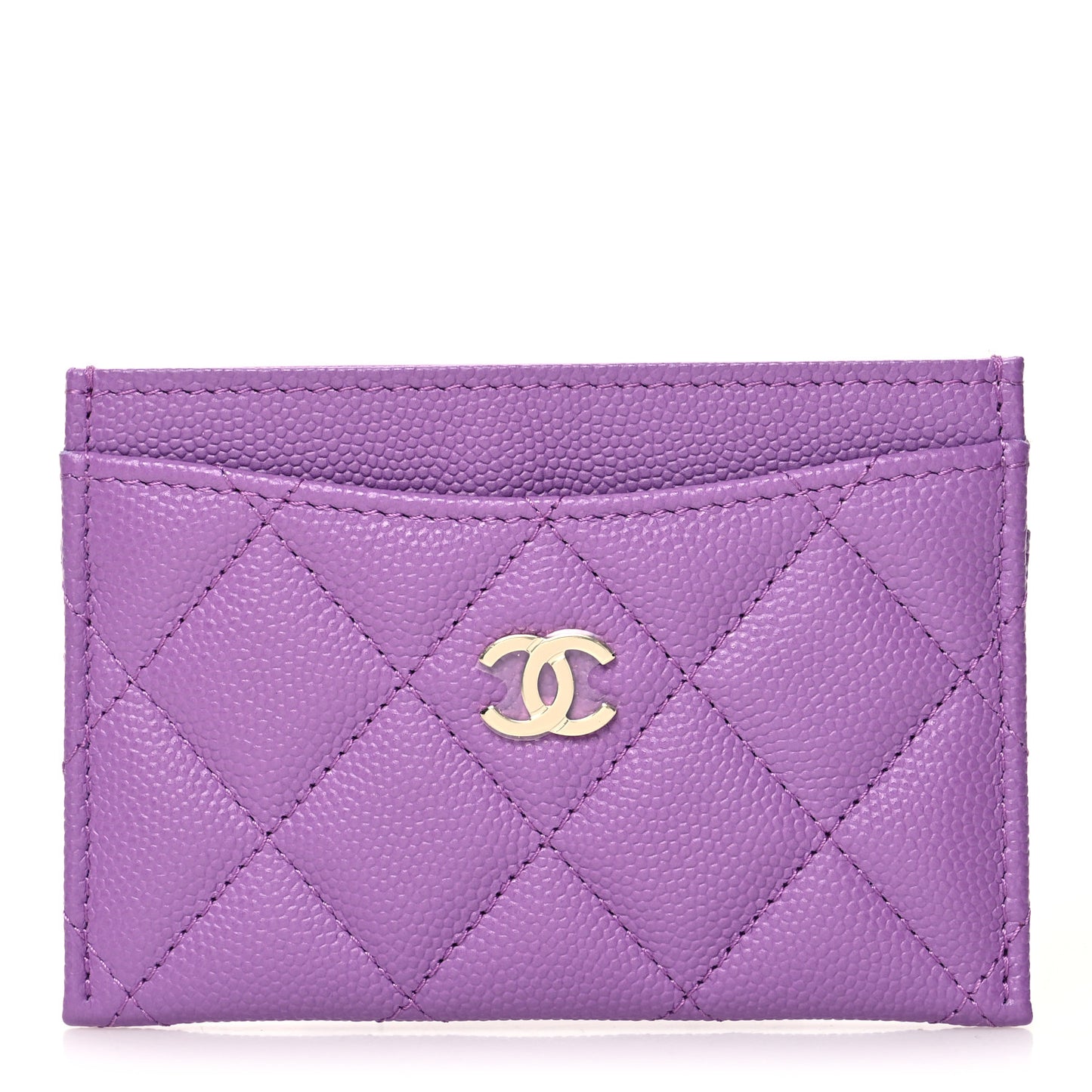 Caviar Quilted Card Holder Purple