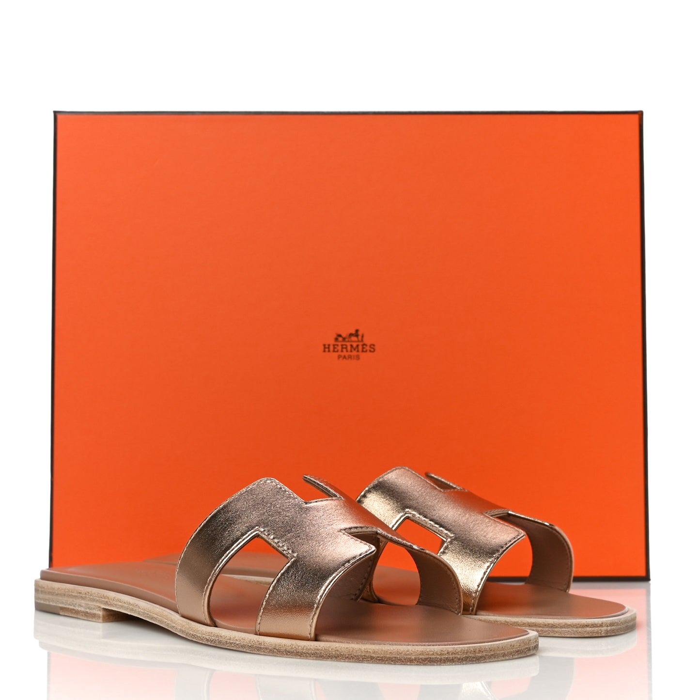 Metallic Calfskin Oran Sandals 37 Rose Dore